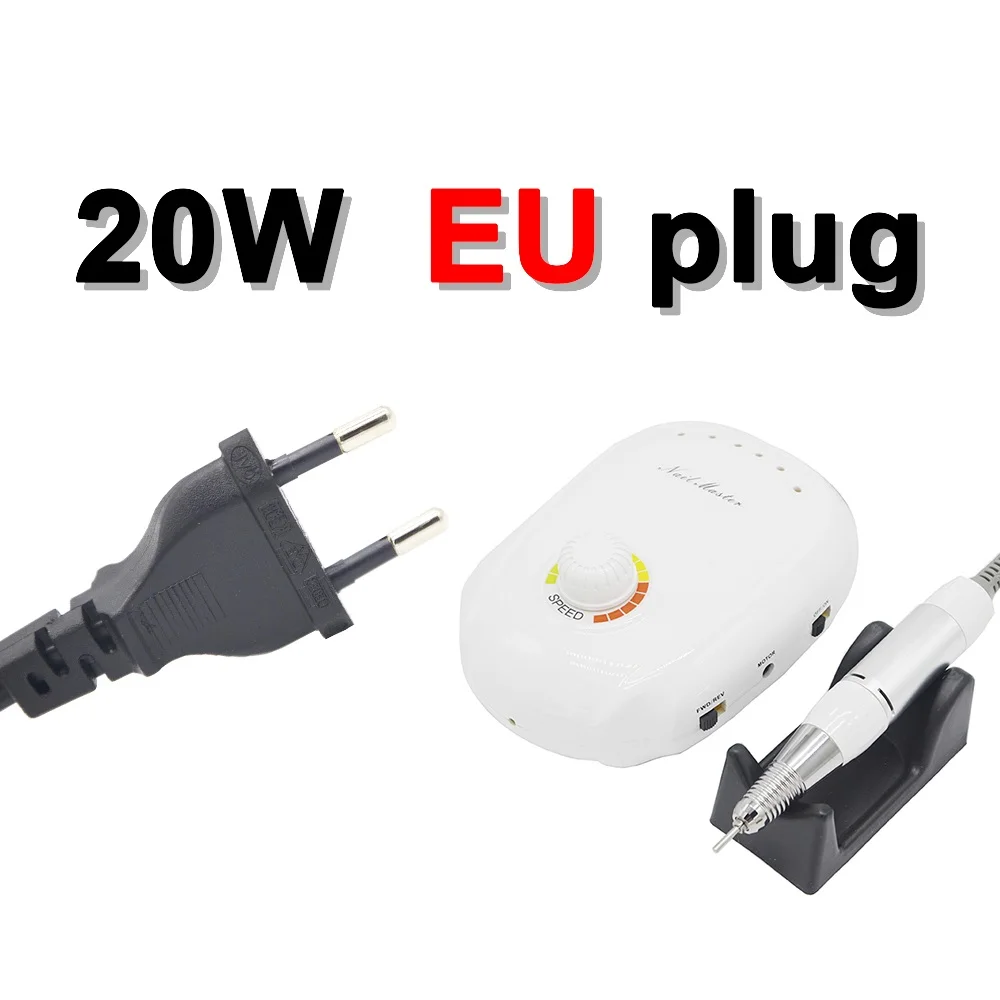 White EU plug-303 Профессиональная электрическая пилка для ногтей 35000 об/мин, машинка для маникюра с обновленной версией, силиконовый чехол, набор для маникюра с ручкой против ожогов - Цвет: White EU plug-303