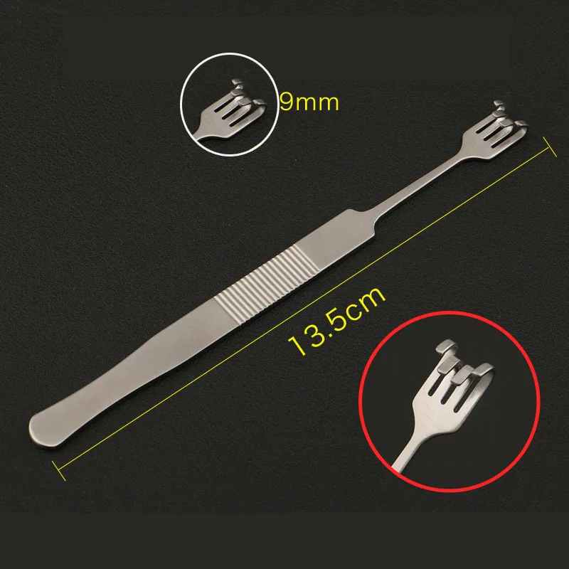 Stainless steel beauty plastic equipment fine eye bag hook eyelid pull hook type double claw double eyelid surgery tool - Цвет: S