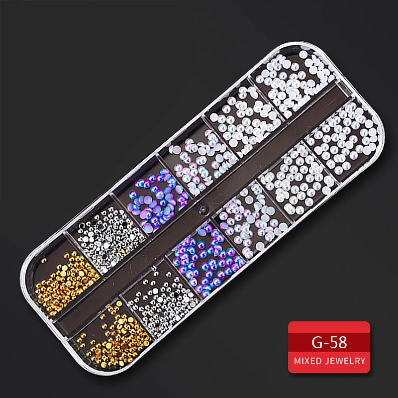 G-058 ROHWXY 12 Сетки сплав для дизайна ногтей кристалл 3D DIY Дизайн ногтей Стразы камень для ногтей Акриловые Алмазные сверла украшения для ногтей Шарм драгоценные камни - Цвет: G-058