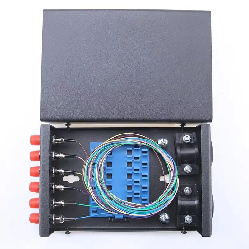 2pc 6core fiber optic termination box full installed FC pigtail&adapter SPCC 6 port MINI patch panel ftth ELINK 1.0mm thickness