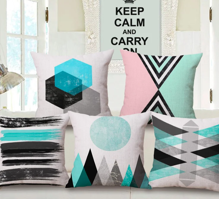 Поп арт розовая Акварельная Геометрическая Наволочка на шею льняная кровать