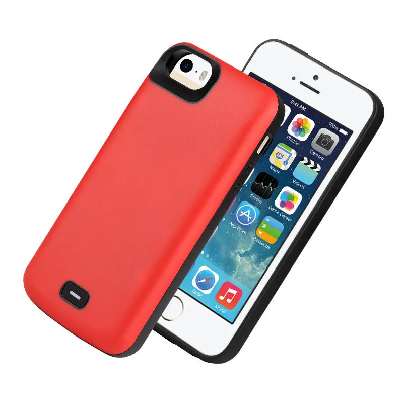 For iphone 5 Battery Case 4000 Mah Backup Cover Smart Charge Power Bank For iphone 5 5S SE Battery Case - Цвет: red