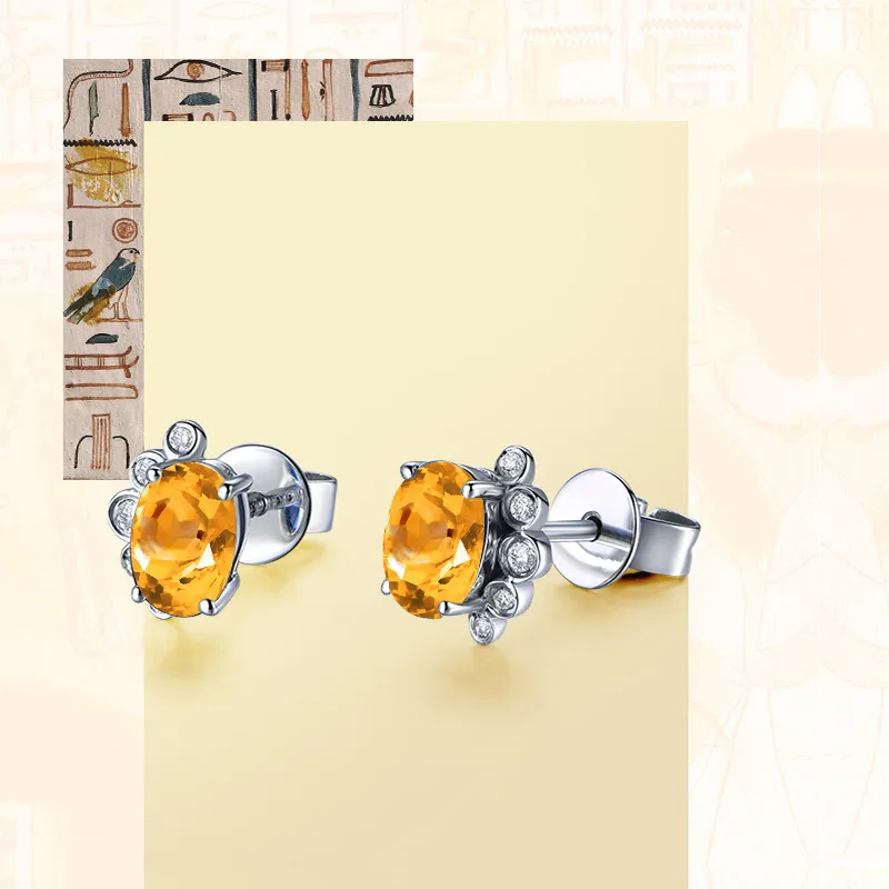 AINUOSHI натуральный цитрин цветок серьги 2.5ct овальной огранки драгоценных камней 925 пробы серебряная шпилька серьги Обручение вечерние Для женщин ювелирные изделия