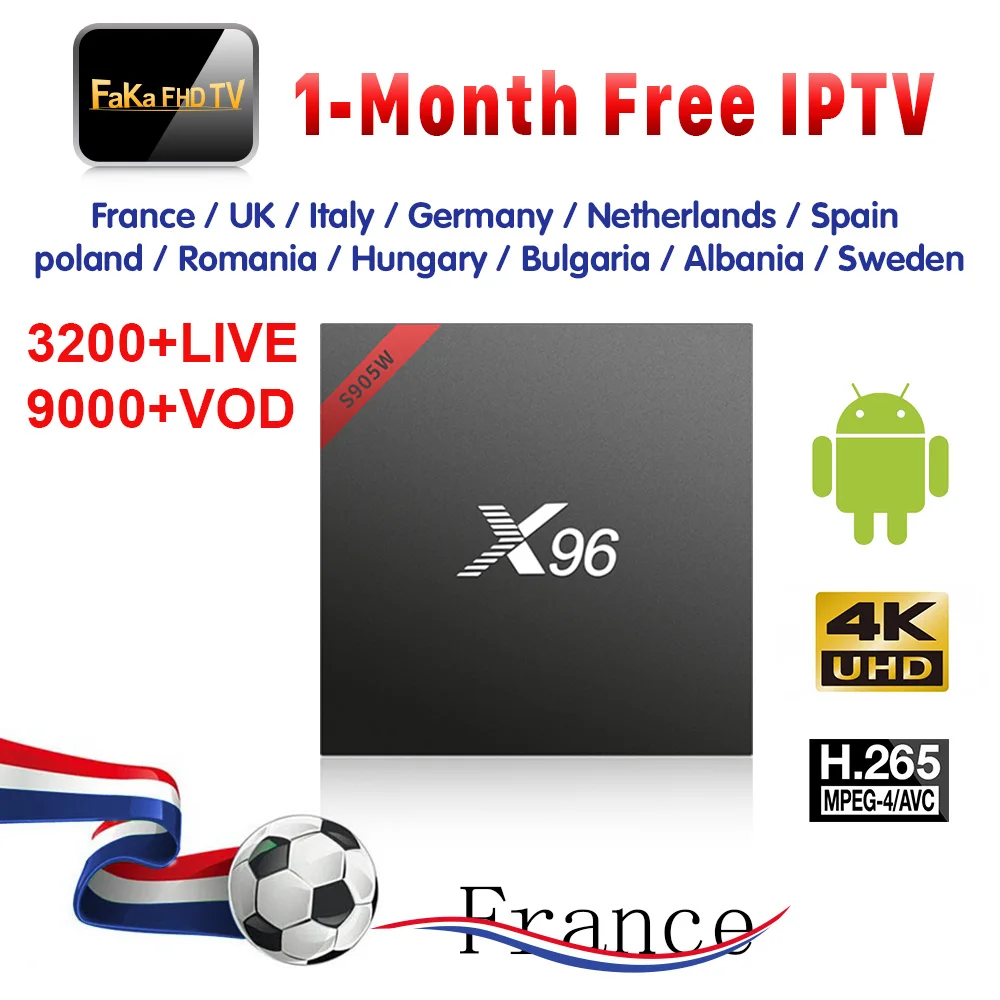 Франция Италия IP tv X96W 1 месяц бесплатно Германия Канада подписка ТВ коробка 4 k Ex Yu