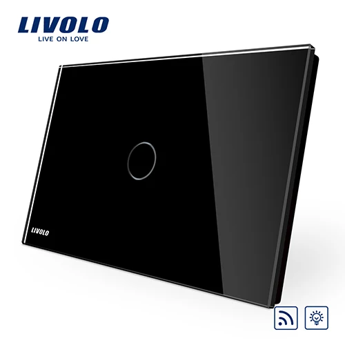 Black Livolo пульт дистанционного управления, стандарт AU/US, VL-C901DR-11, белая Хрустальная стеклянная панель, настенный светильник, беспроводной дистанционный диммер - Цвет: Black