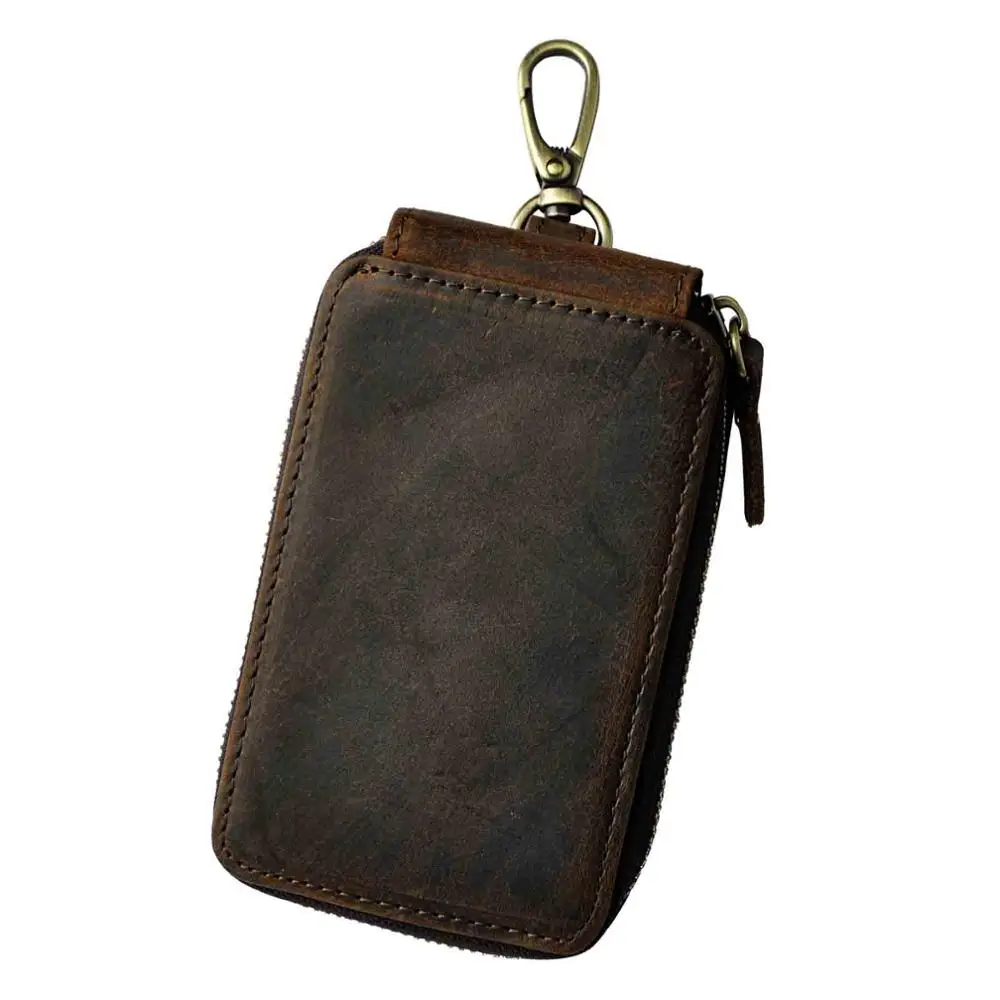 dark brown Кожаный мужской качественный Модный чехол для автомобиля с дистанционным управлением, чехол-держатель для ключей, дизайнерская сумка-посылка для ключей Y1018 - Цвет: dark brown