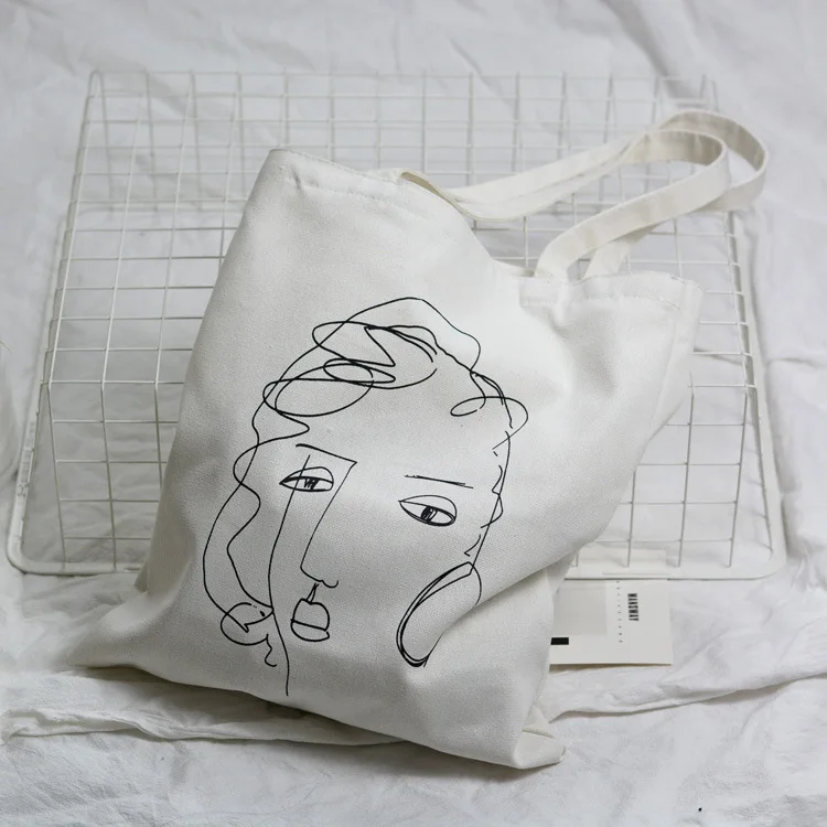 Сумка-тоут женская парусиновая маленький вместительный саквояж для покупок с