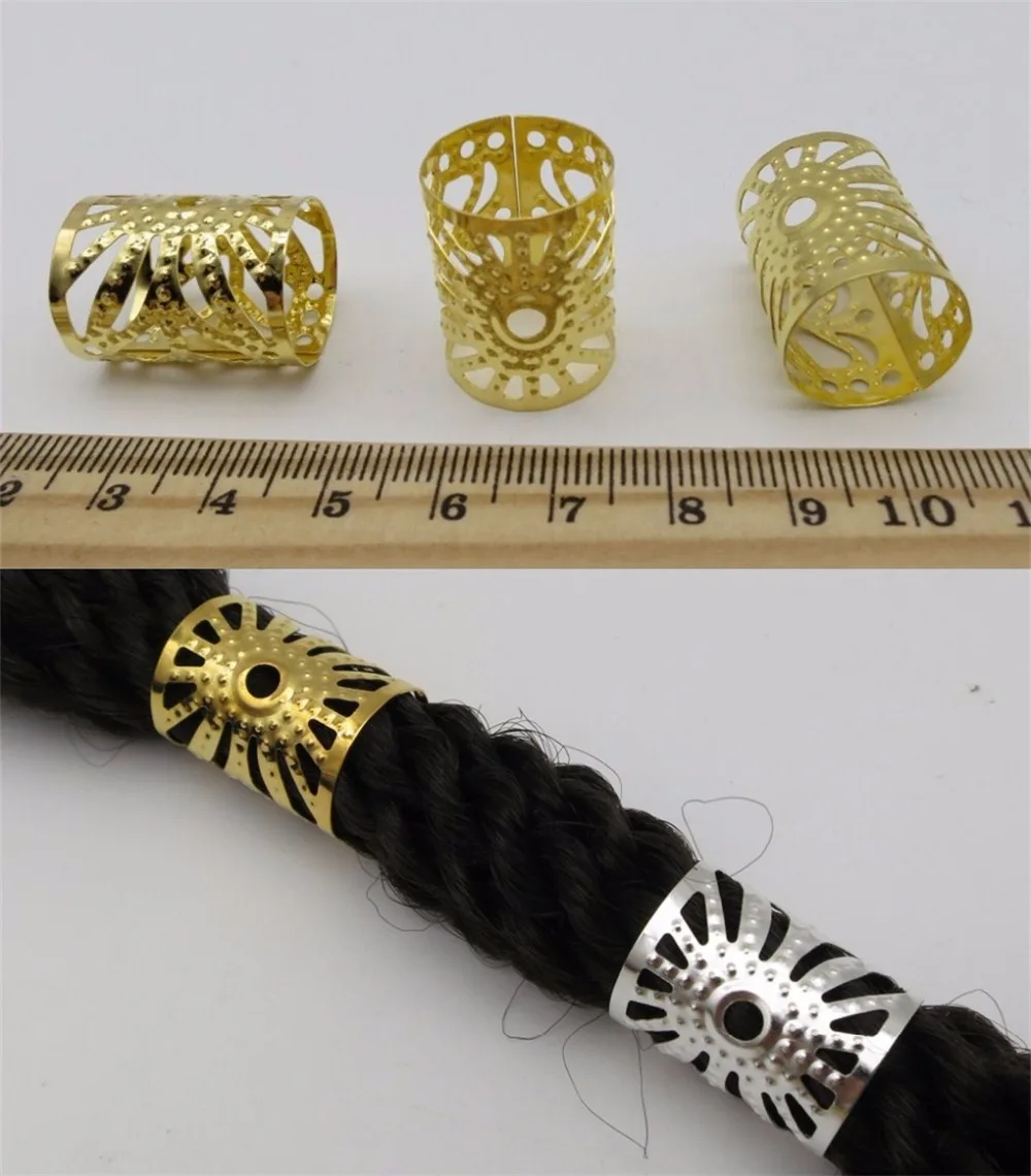 10 штук упак. Золотые/серебряные большие регулируемые косы для волос dread Dreadlock