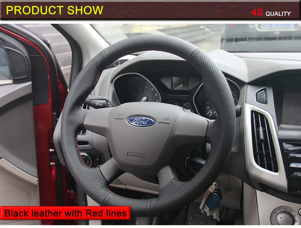 PONSNY черная искусственная кожа Автомобильный руль Крышка для Ford Focus 3 2012- KUGA Escape 2013- C-MAX 2011
