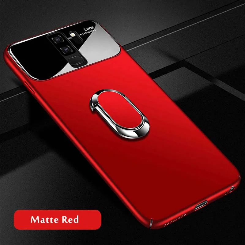 Matte Red Чехол-держатель для Samsung Galaxy S8, S9 Plus, Note 8, 9, магнитное кольцо, зеркальное покрытие, Жесткий ПК, задняя крышка для Samsung S8, S9, Note 8, 9, чехол, Funda - Цвет: Matte Red