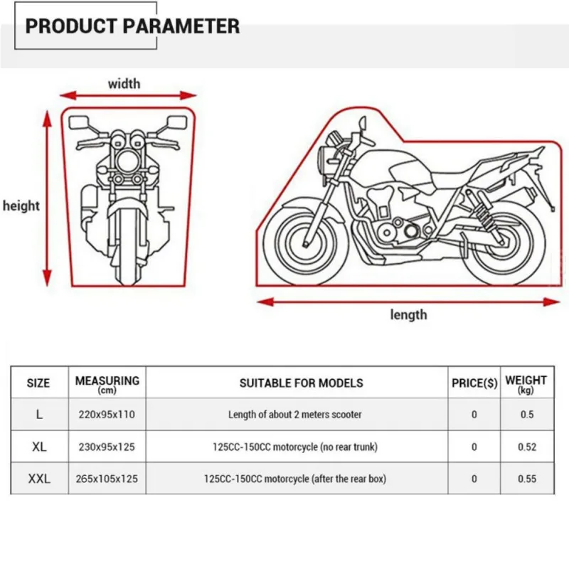 Moto Waterproof Outdoor UV Motorcycle Bicycle Dust Shield Raincoat L / XL 2XL 5.22 Dustproof 190TTaffeta materi | Автомобили и