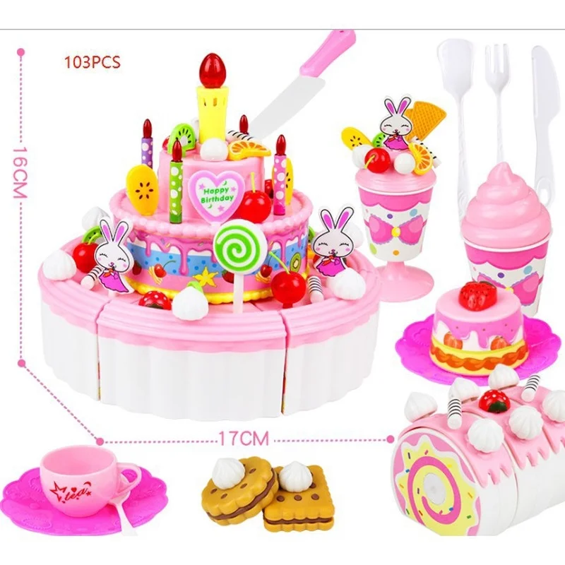 

Baby Kitchen Toys Pretend Play Cutting Cake Food Gift Miniature Doll Food Kitchen Set for Kids Children Girl Toy Christmas Gift