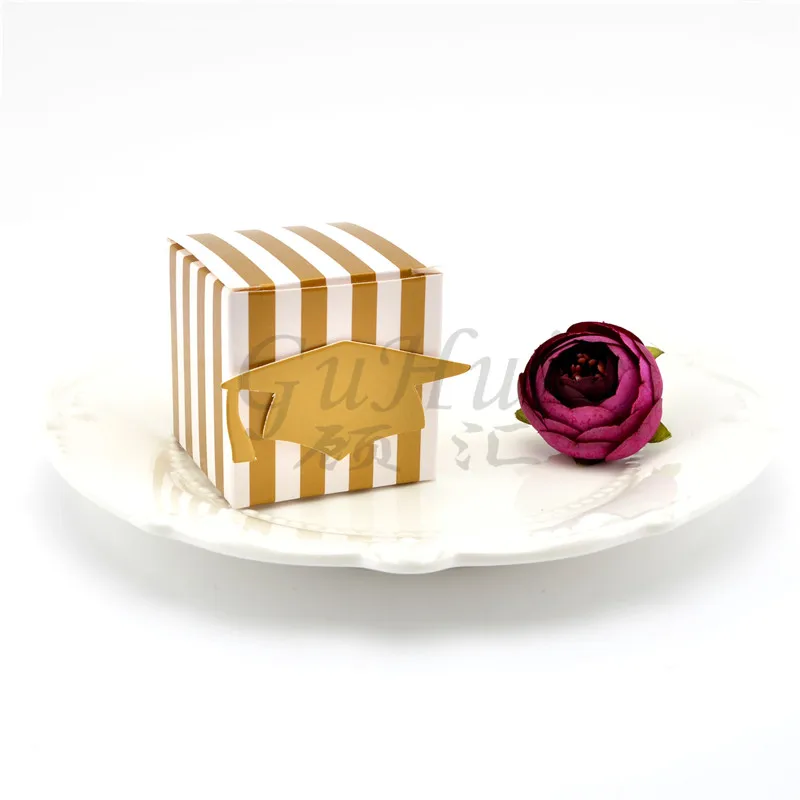 Prom Graduation Party Paperboard Doctor Cap Golden Stripe Candy Boxes Promotion Ceremony Congrats Faovr Gifts For Box Packaging | Дом и сад