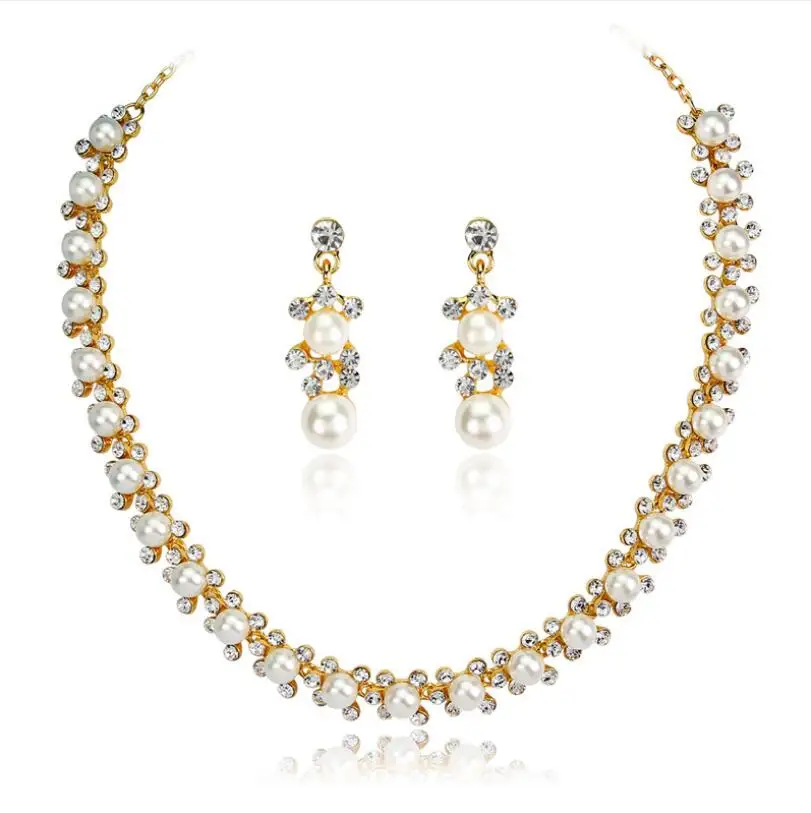 Fashion Jewelry Necklace and Earrings Stud round acrylic Hypoallergenic pearl high quality bridal jewelry sets | Украшения и