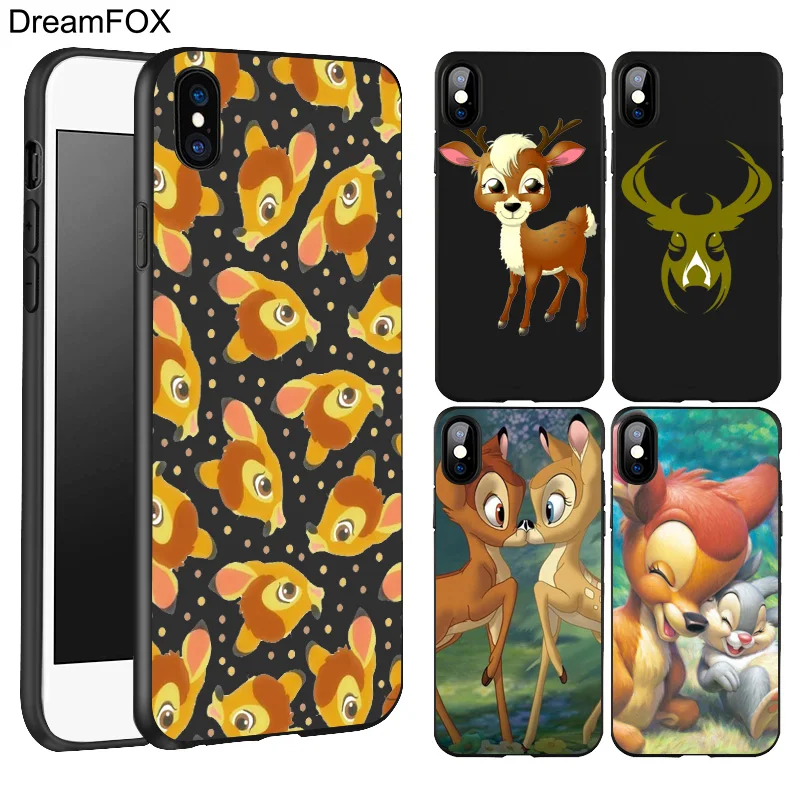 DREAMFOX L334 Bambi And Thumper Black Soft TPU Silicone Case Cover For Apple iPhone XR XS Max X 8 7 6 6S Plus 5 5S 5G SE |