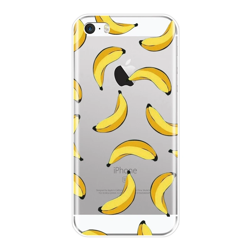 Мягкий силиконовый чехол для телефона из ТПУ для iPhone 4, 4S, 5, 5C, 5S, SE, сосна, яблоко, авокадо, банан, фрукты, лимон, задняя крышка для apple iPhone 4, 5 S