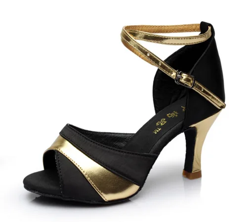 Новинка г.; вязаная женская обувь; Zapatos De Mujer; женская обувь для танцев; женская обувь для бальных танцев; sapato feminino; женская обувь для латинских танцев; 5 см/7 см - Цвет: Gold-Black-High-5cm