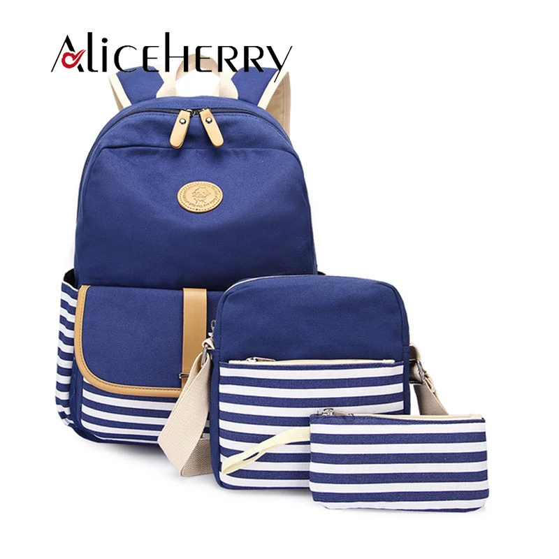 Корейский женский холщовый рюкзак модные дорожные сумки в полоску рюкзаки с