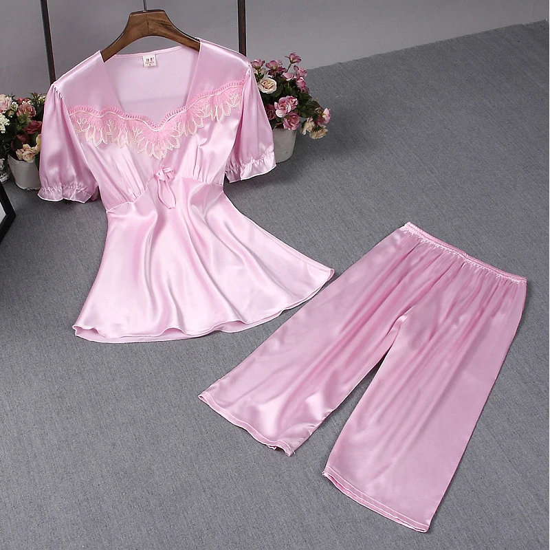Прямая поставка весенне летние женские пижамы из искусственного шелка с