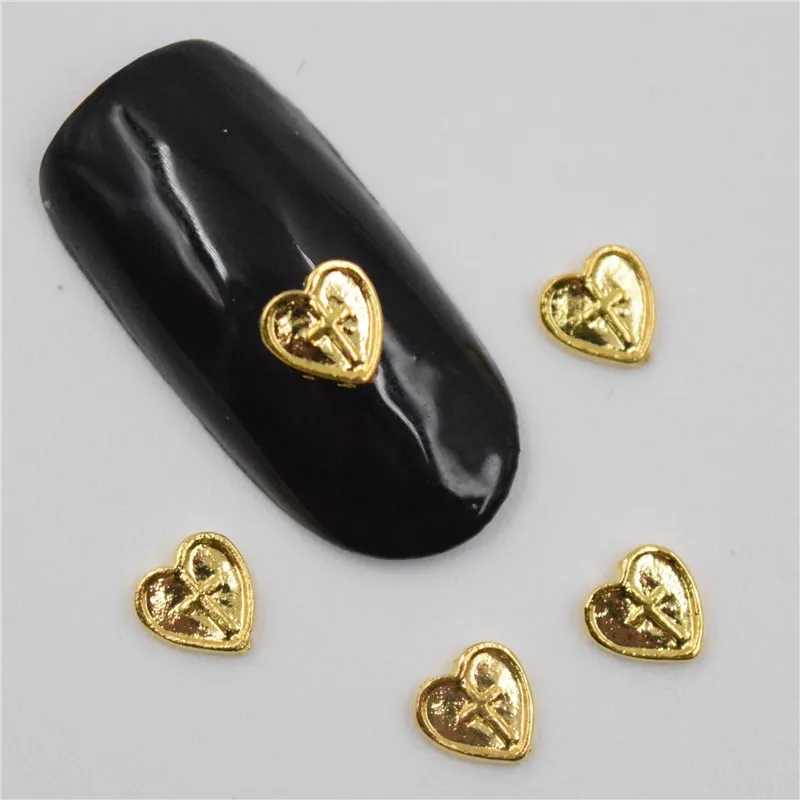 Beleshini 50 шт новое Золотое сердце 3D металлический сплав украшения для