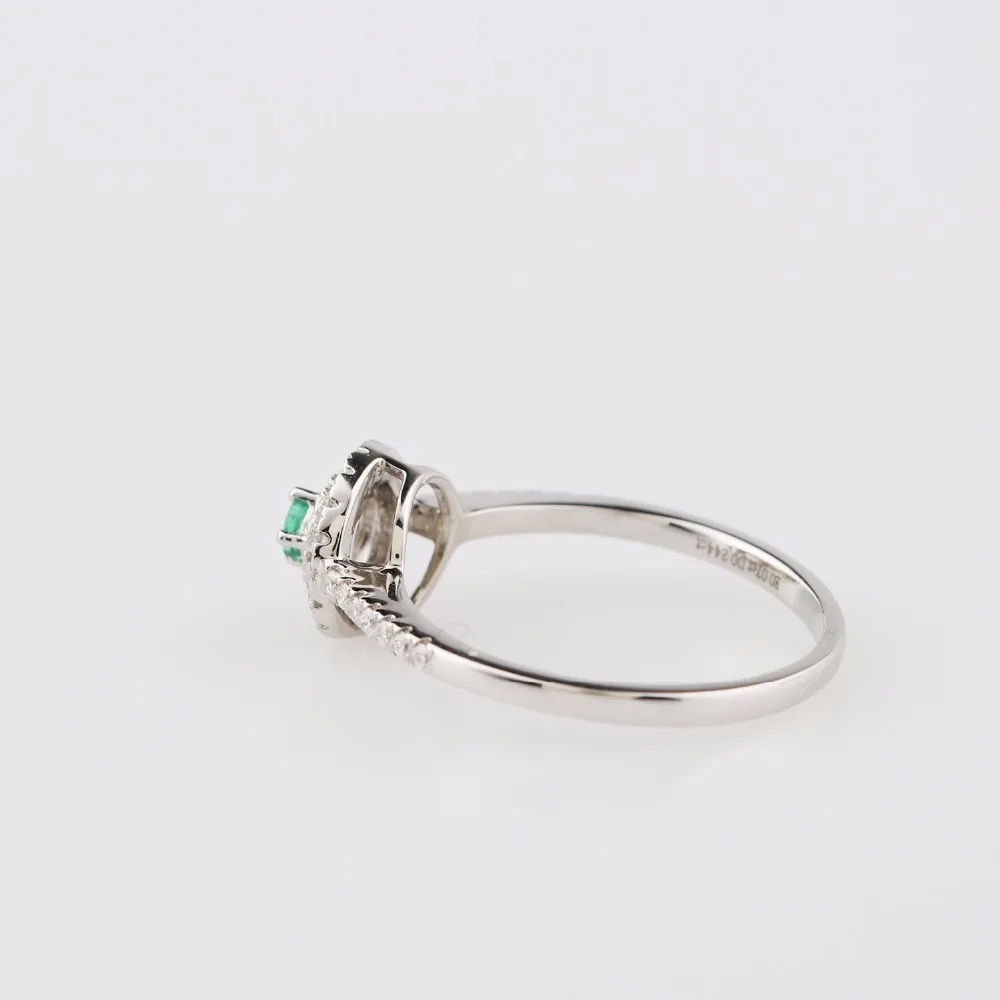 LASAMERO круглая форма 0.07CT натуральный Изумрудный драгоценный камень Halo алмазные