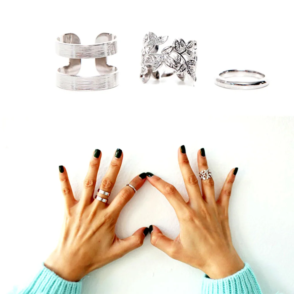 Модные Листья три набора колец FY16032207|ring set|set analog alarm clockset form |