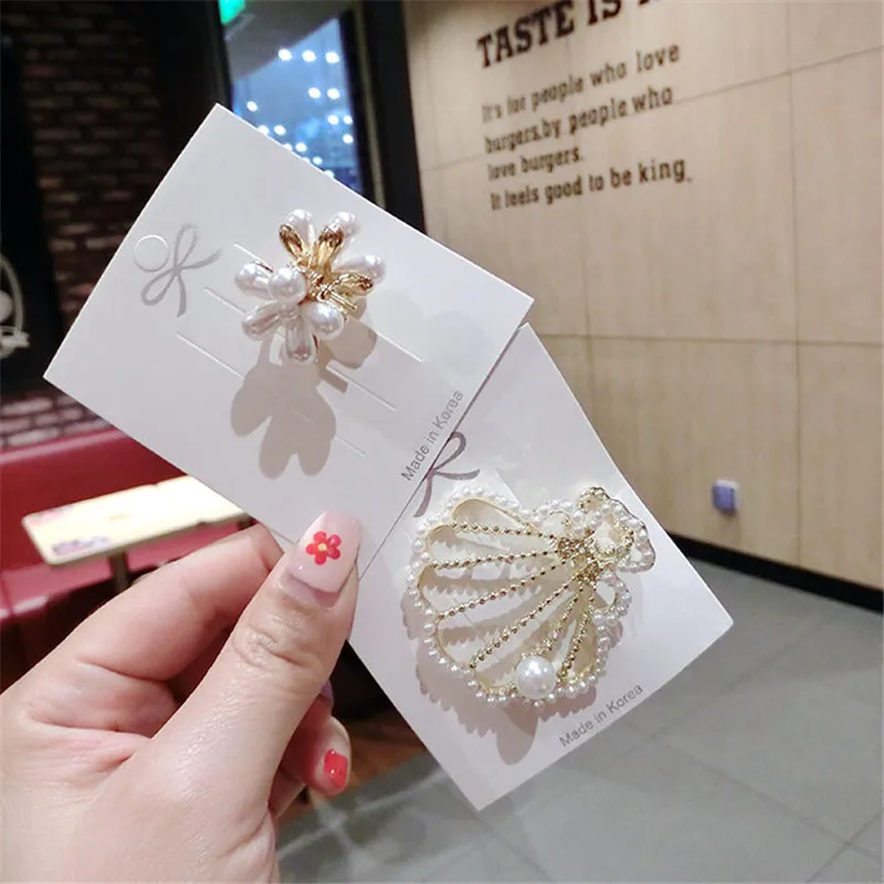 Жемчужный зажим для волос металлическая заколка аксессуары с цветами краб 2019 |