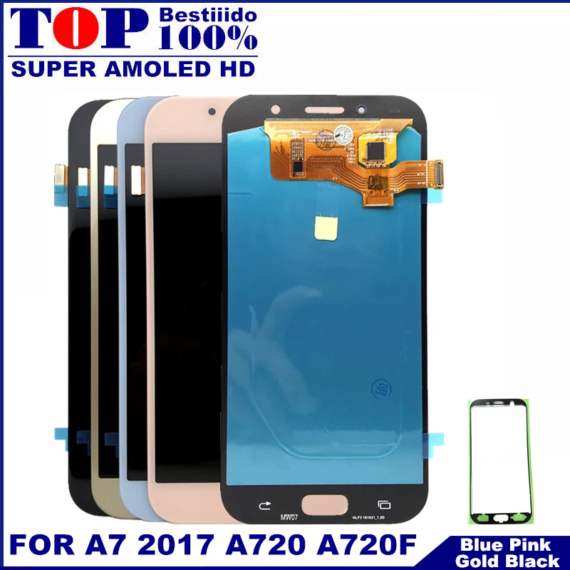 Супер AMOLED дисплей для телефона для Samsung Galaxy A7 A720 A720F A720M lcd s кодирующий преобразователь сенсорного экрана в сборе Замена ЖК