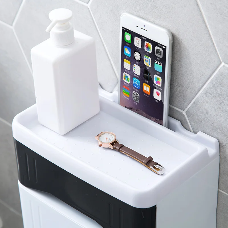Punch-free tissue box bathroom toilet tray waterproof roll paper towel rack | Дом и сад