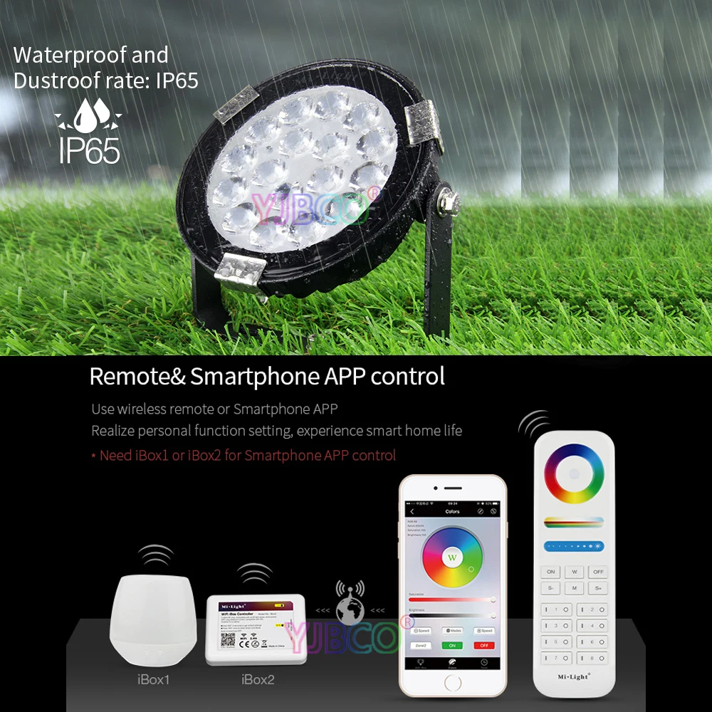 Miboxer 9 Вт RGB+ CCT светодиодный светильник для сада DC24V/AC86~ 265 В IP65 Водонепроницаемый светодиодный светильник для улицы с Wi-Fi совместимым 2,4G беспроводным пультом дистанционного управления