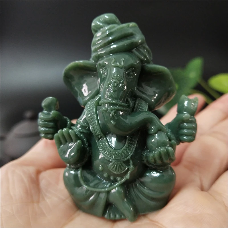 Статуя Будды Ganesha скульптура бога слона искусственный нефрит каменные фигурки