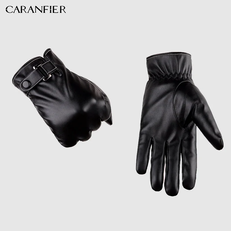 CARANFIER Windproof Outdoor Men Gloves Women PU Leather Glove Stretchy Soft Winter Warm Touch Screen for iphone Pad 6PCS | Аксессуары