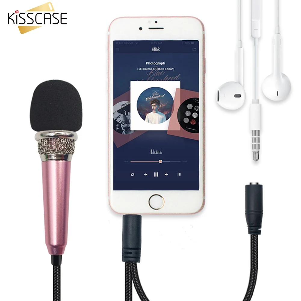 KISSCASE портативный 3 5 мм мини металлический проводной микрофон Универсальный