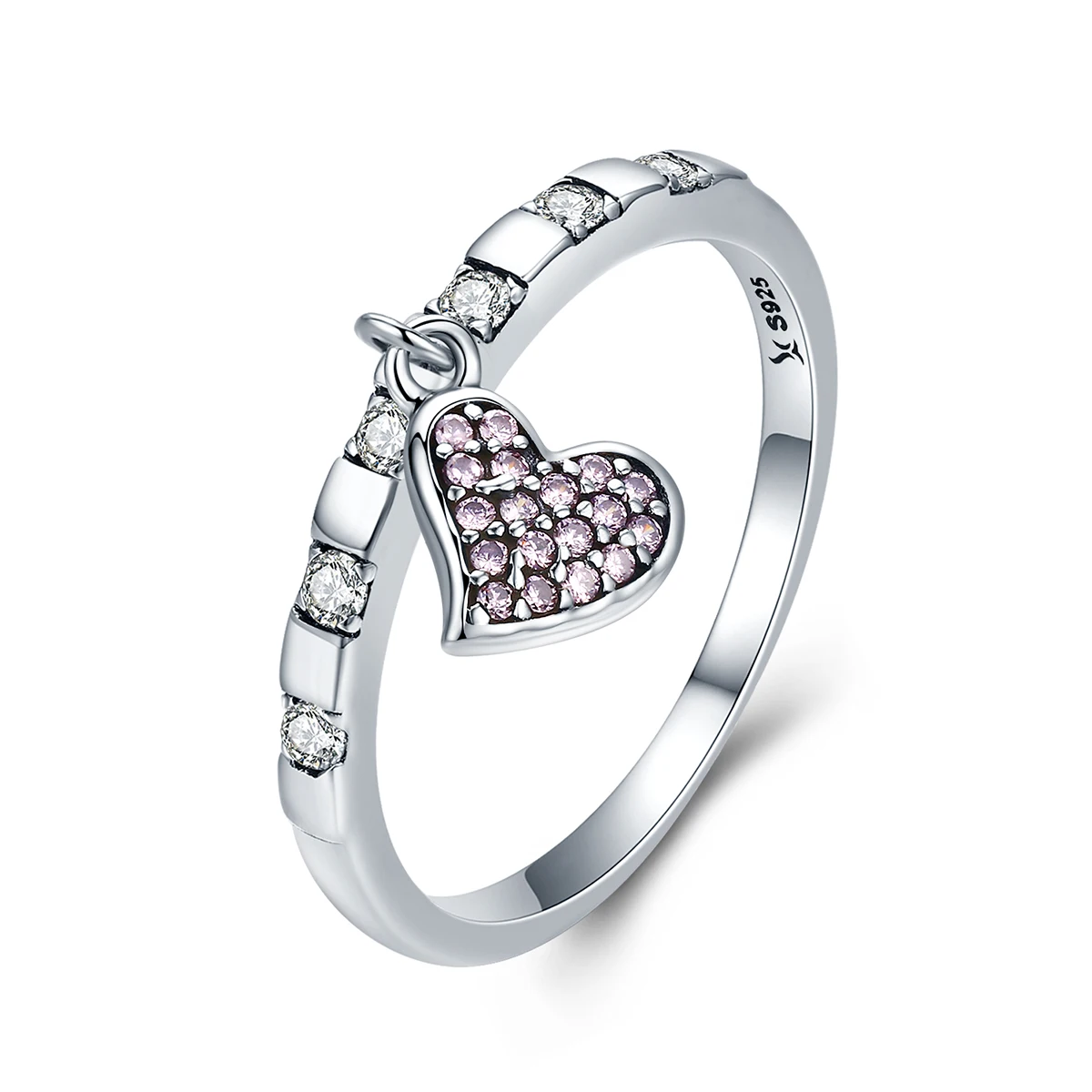 pink heart ring DALARAN, 925 пробы, серебряный, молодежный шарм, персональный, регулируемый светильник, сто соответствующие вечерние кольца на палец для женщин, ювелирное изделие, подарок - Цвет основного камня: pink heart ring