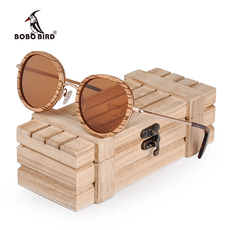 BOBO BIRD поляризационные деревянные солнцезащитные очки Zebrawood Frame UV400 Модный Ретро