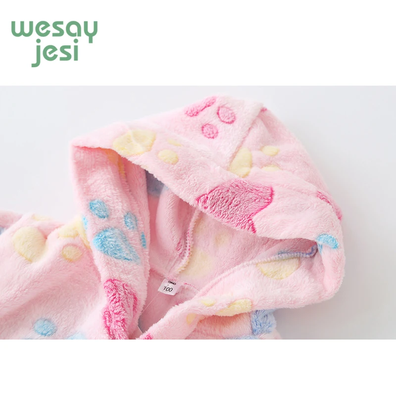 Children Flannel Bathrobes Autumn Winter Nightwear 2018 Boys Cute Cartoon Pattern Girls Pajamas Hooded Bathrobe Bath Kids Robe | Детская