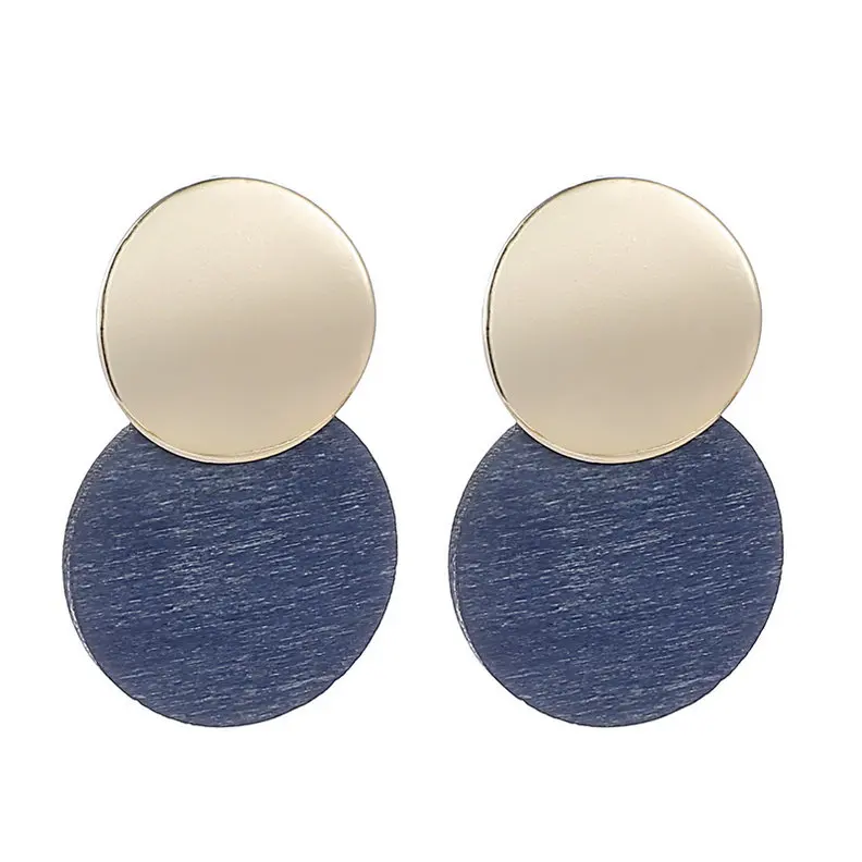 Gold Blue LOVBEAFAS массивные серьги Модные металлические деревянные серьги для женщин золотые и серебряные ювелирные изделия этнические Винтажные висячие серьги - Окраска металла: Gold Blue