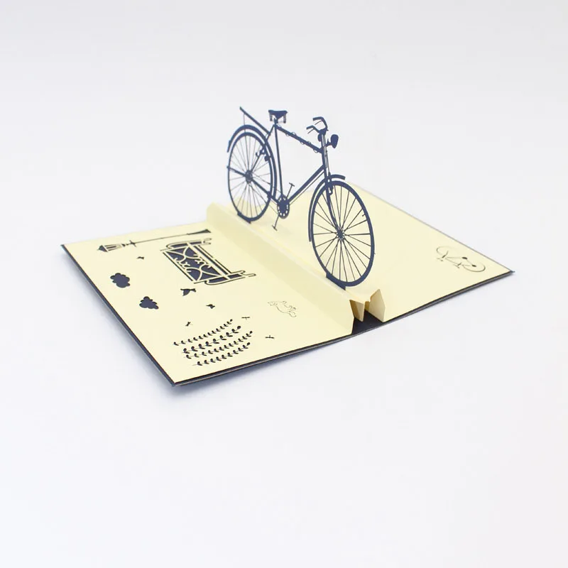 3D Laser Cut Handmade Carving Retro Bike Paper Invitation Greeting Cards PostCard Birthday Party Kids Creative Gift Collection | Дом и сад