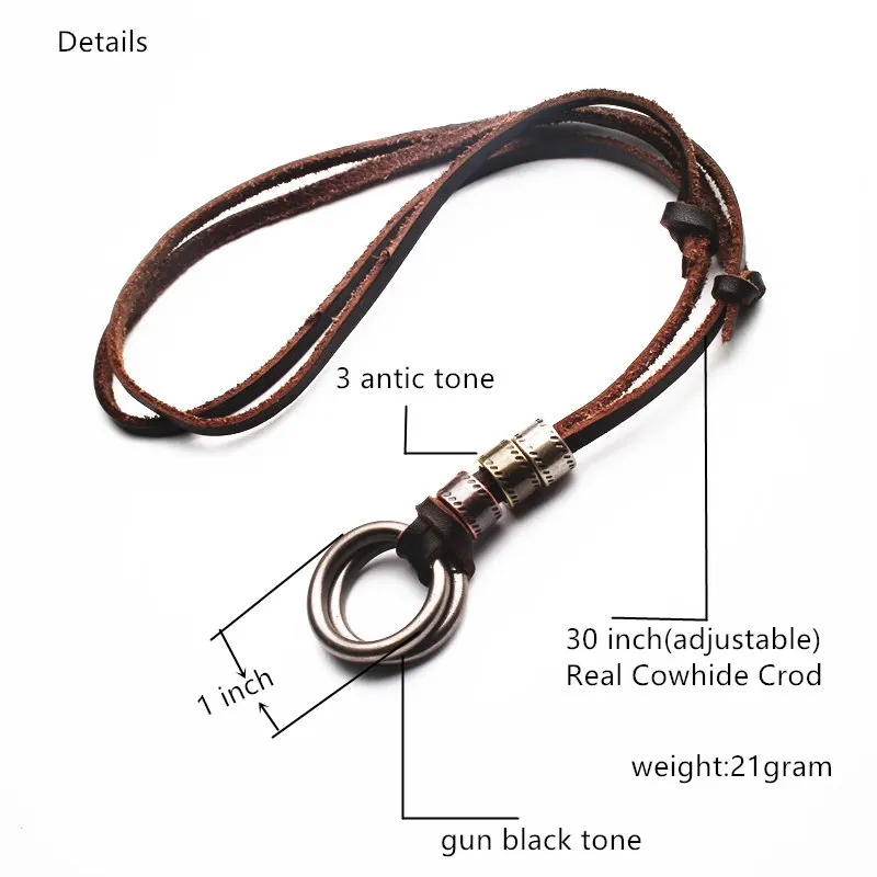 HOTSALE Genuine leather male necklace high quality handmade cowhide men pendent retro charming jewelry resizable DROP SHIPPING | Украшения