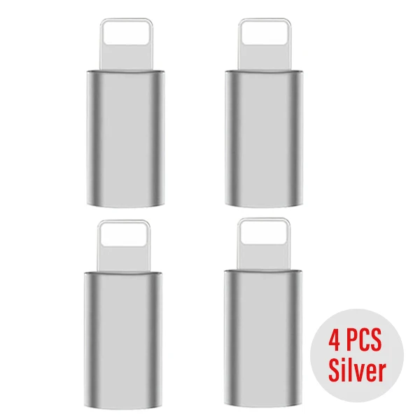 4PC Silver ACCEZZ 4 шт. Мини OTG адаптер Micro USB на 8 Pin для Apple зарядки для iphone X XS MAX XR 8 7 6S Plus синхронизация данных Зарядка конвертер - Цвет: 4PC Silver