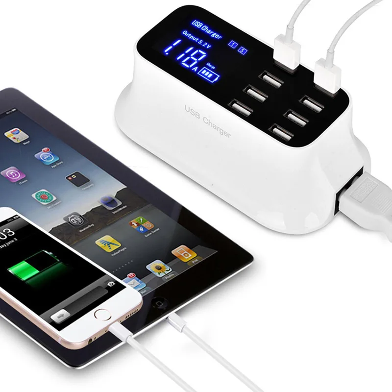 Multi USB Зарядное устройство 8 Порты и разъёмы Desktop зарядная станция LED Путешествия