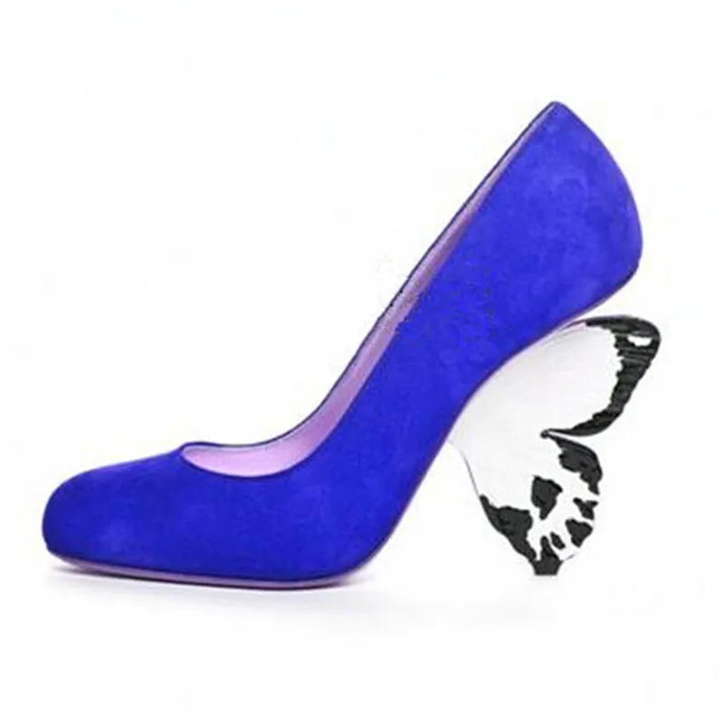 Women Butterfly High Heels Shallow Round Toe Red Wedding Shoes Blue Yellow Formal Dress Party Pumps Designer Zapatillas Creepers | Обувь