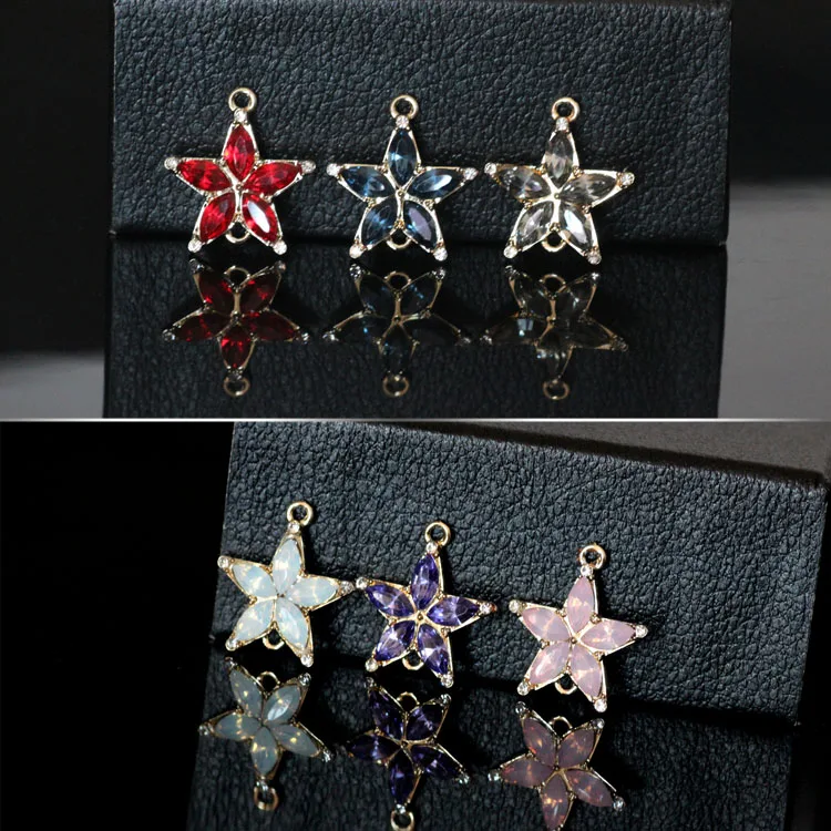 

New Trendy 30pcs/lot alloy drop oil stars shape metal floating locket charms earring diy jewelry key chain pendants accessory