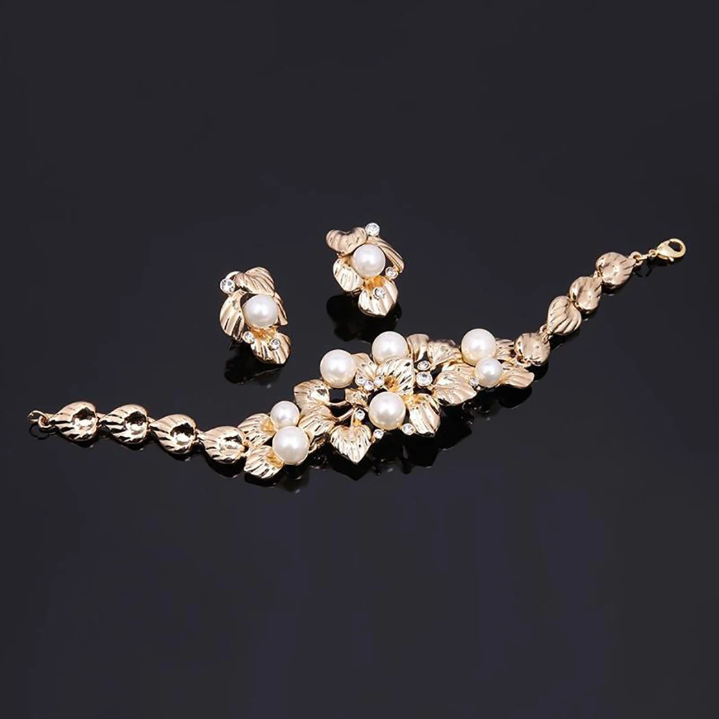 Свадебный комплект ювелирных изделий ожерелье кольцо браслет Элегантный