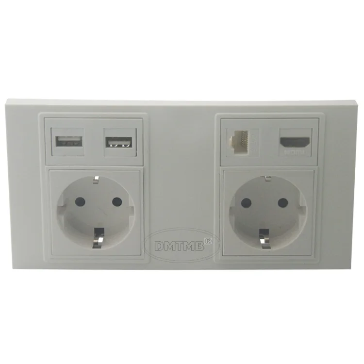 Двойная настенная тарелка 86 172 с двойным Европейским питанием USB HDMI CAT6 RJ45