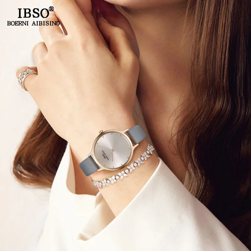 IBSO брендовые простые женские наручные часы с кожаным ремешком Relogio Feminino Модные