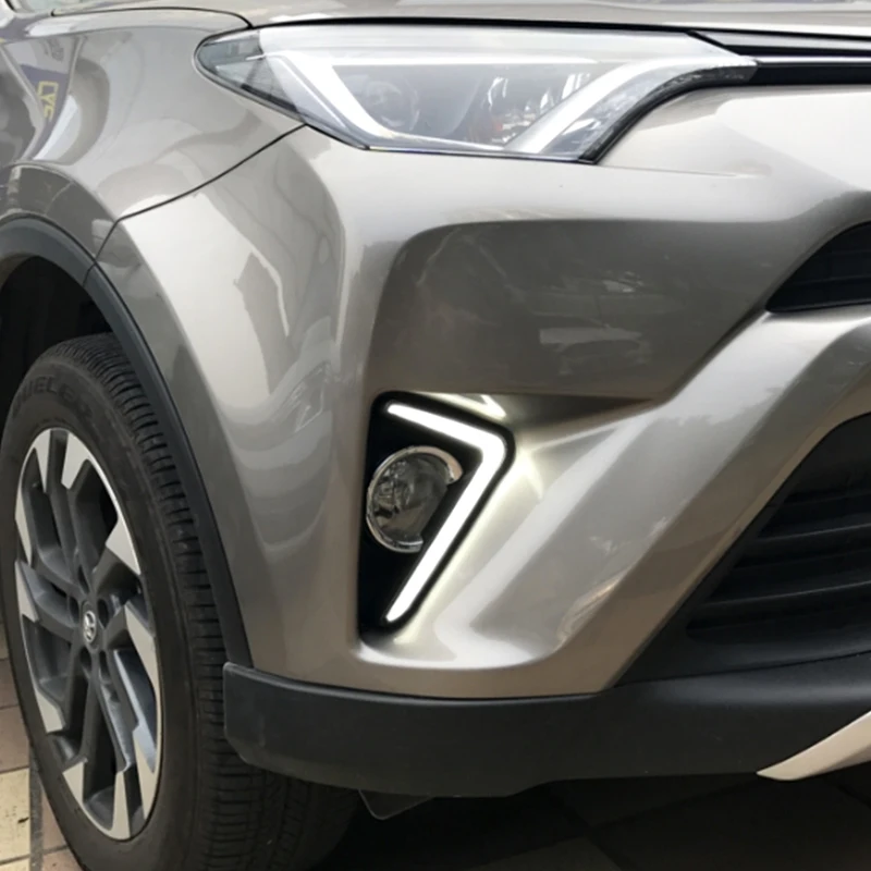 ROADOT DRL Светодиодный дневной для Toyota RAV4 2016 2017 Габаритные огни тумана свет