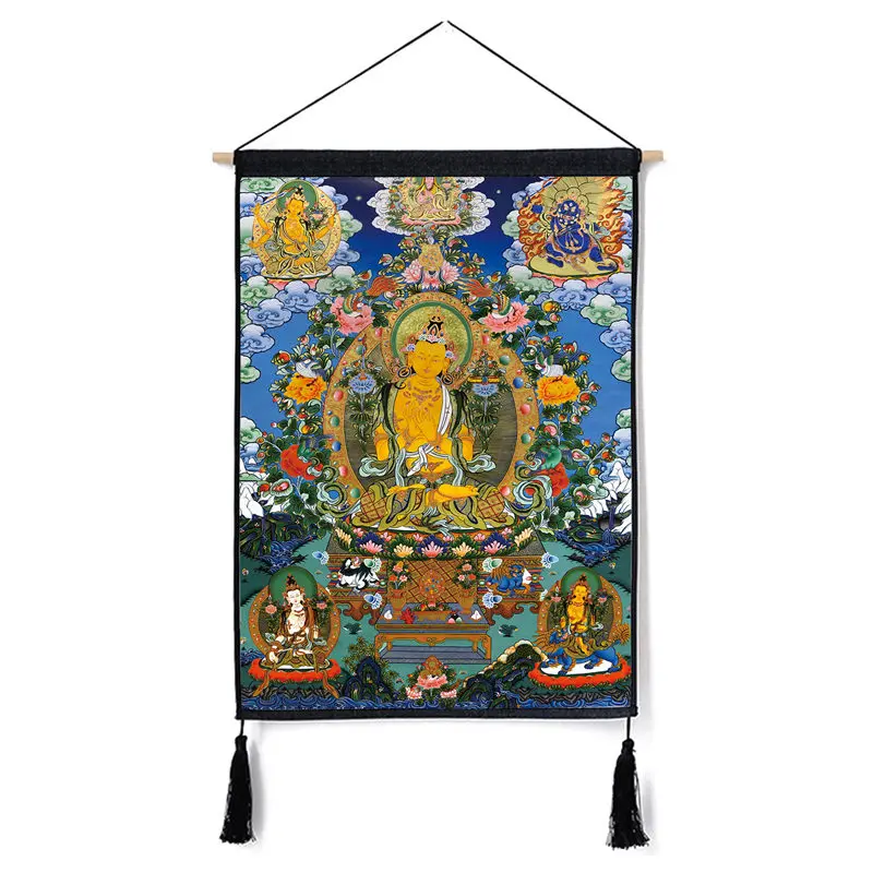 Pattern 13 Традиционный Thanka красивый буддийский свиток Живопись Домашний Декор настенный гобелен хлопок белье свиток живопись с кисточками - Цвет: Pattern 13