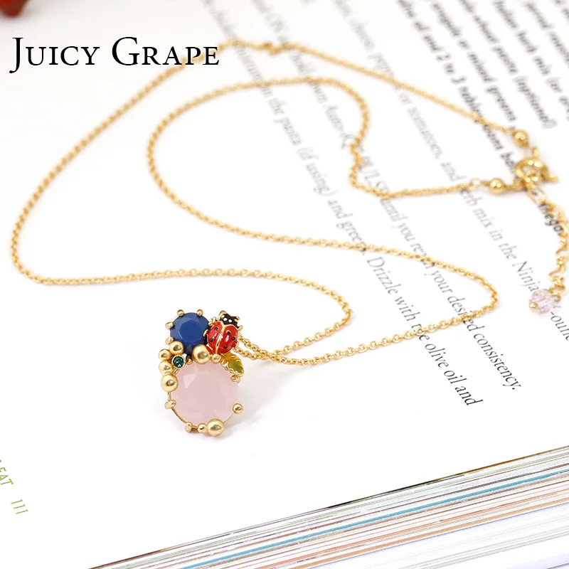 New Arrivals Enamel Glaze Concise Joker Insect Ladybug Crystal Necklace Clavicle Chain Gold-plated Mixed Batch Woman | Украшения и
