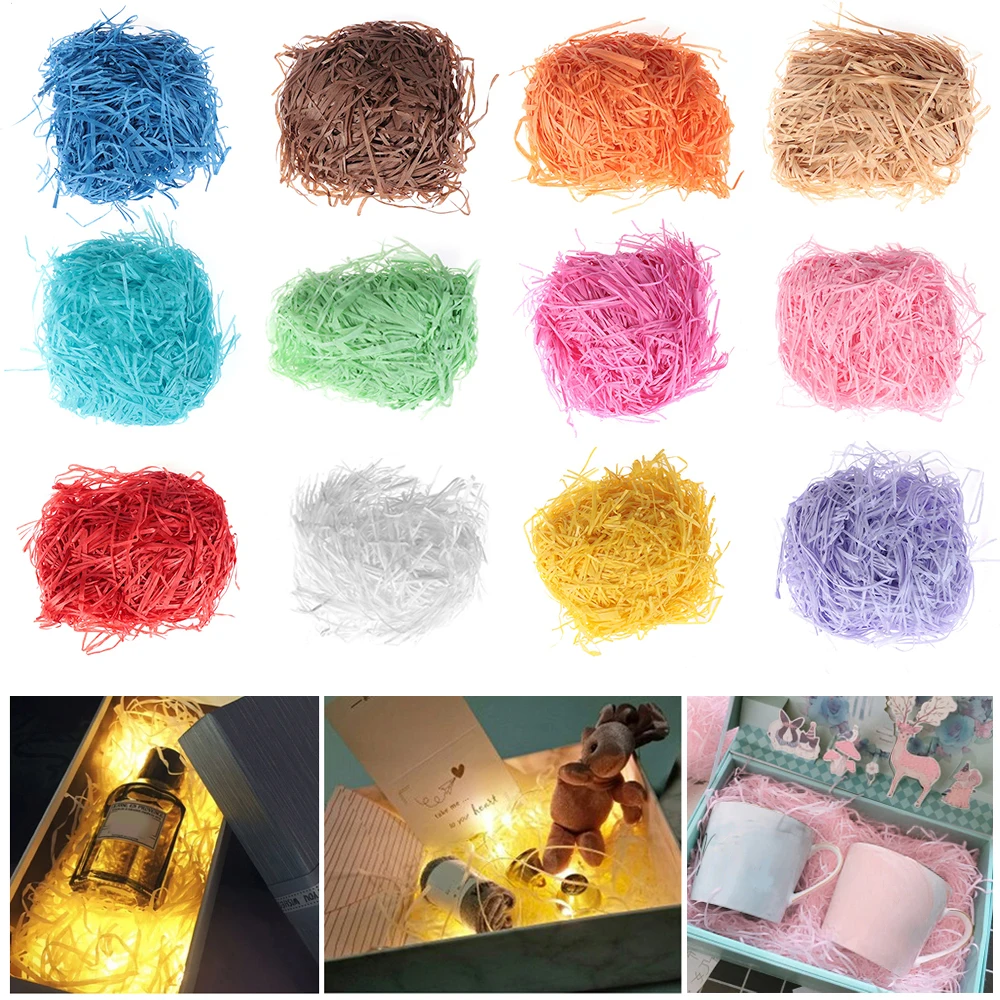 Новый цветной наполнитель подарочной коробки из измельченной бумаги рафии 20 г